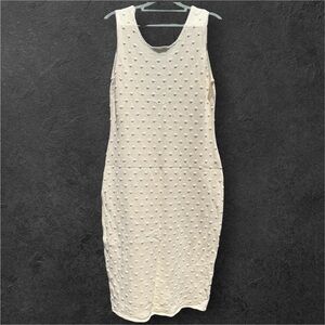 Callahan Nubby Low back Cream Cable Knit Elegant Comfy Tank Dress 100% Cotton M
